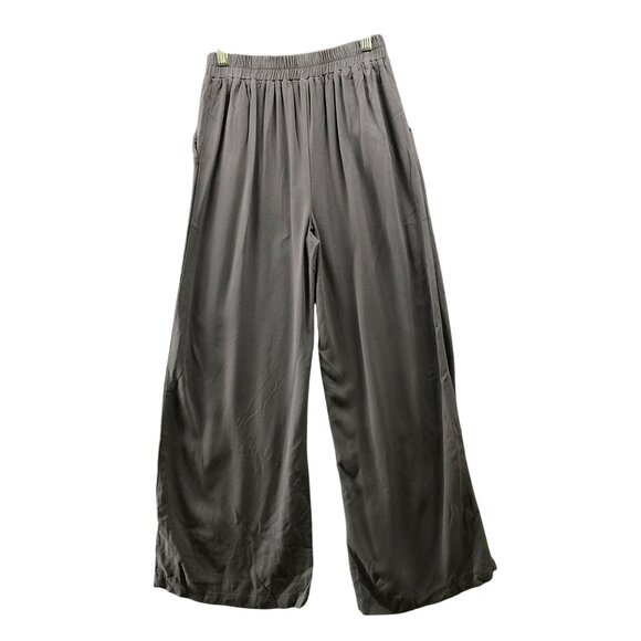 Asos High Rise Wide Leg Pants Womens 0 Gray Rayon Pleated Front Pull On - Picture 2 of 9